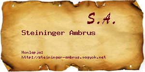 Steininger Ambrus névjegykártya